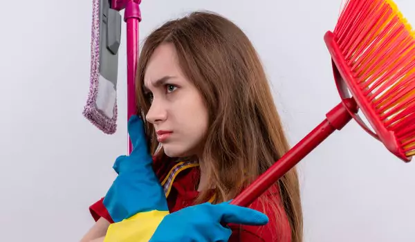 woman with some cleaning tools