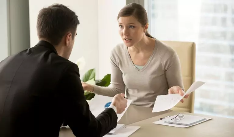 renter and property manager discussing something
