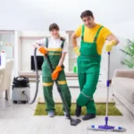 Cleaning professional contractors working at the house