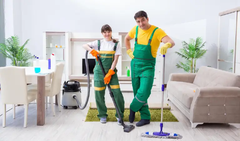 Cleaning professional contractors working at the house